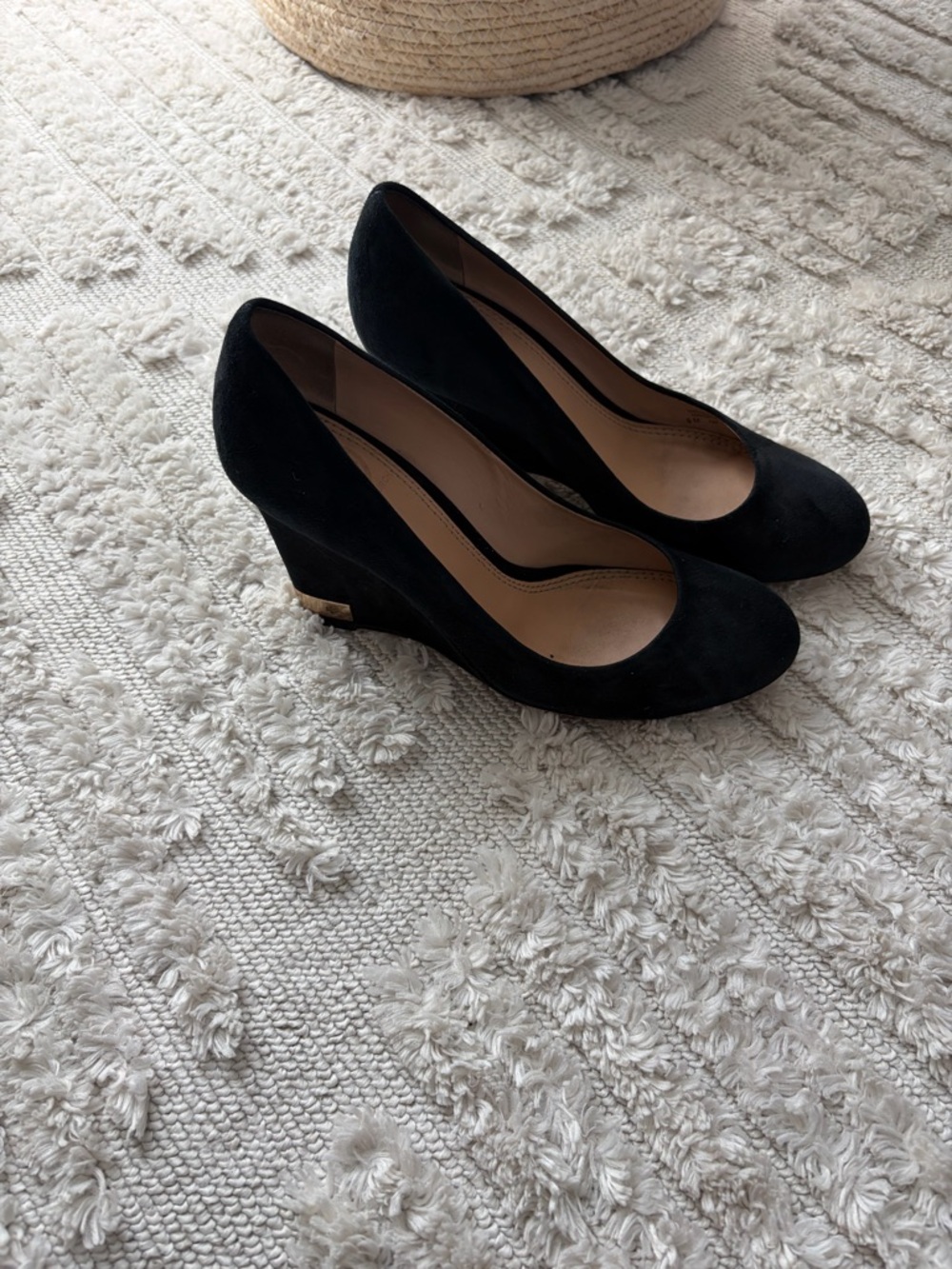 Tory Burch Black Suede Wedge Pumps